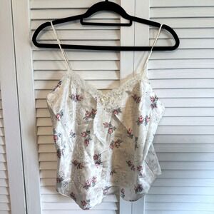 Inner Most Camisole Floral Lace Trim Small Cream Womens Vintage‎ Satin Cami Top